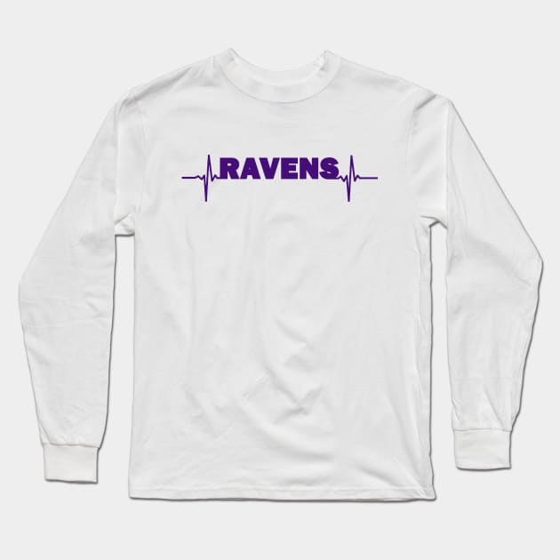 Ravens heartbeat purple Long Sleeve T-Shirt by Flyingpanda